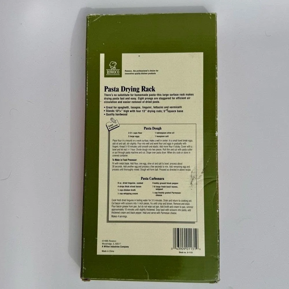 Rowoco Pasta Drying Rack NIB Natural Wood 1995 Vintage Kitchen Foodie Noodles